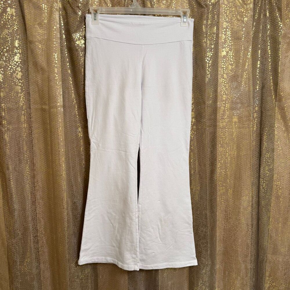 Chatoyant White Flared Cotton Stretch Bell Bottom Pants Large